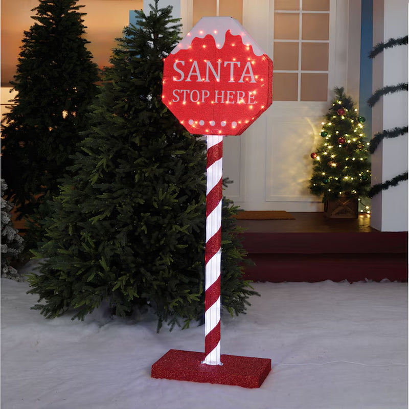 6-Ft LED Santa Stop Here Sign