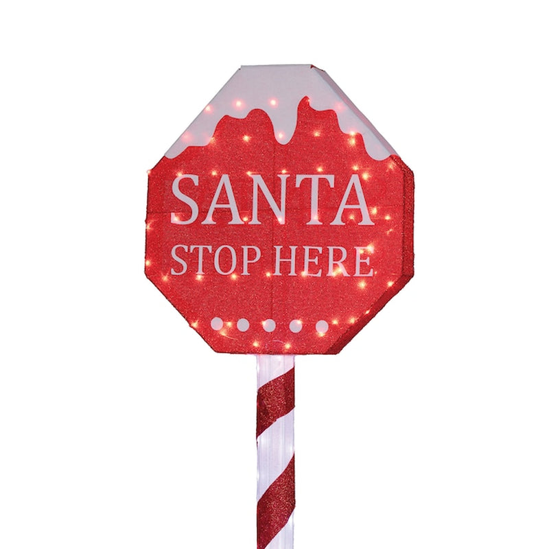 6-Ft LED Santa Stop Here Sign