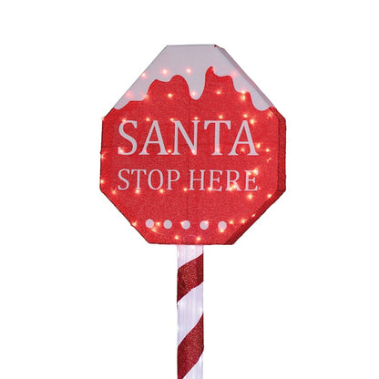 6-Ft LED Santa Stop Here Sign