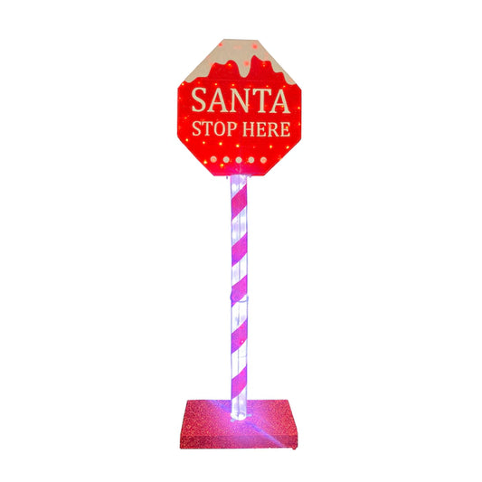 6-Ft LED Santa Stop Here Sign