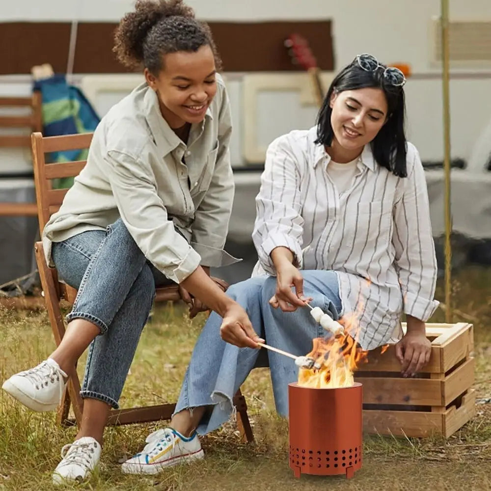 Tabletop Fire Pit with Stand 304 Stainless Steel Low Smoke Mini Bonfire Stove Wood Burning Firepit for Urban Suburbs Fueled