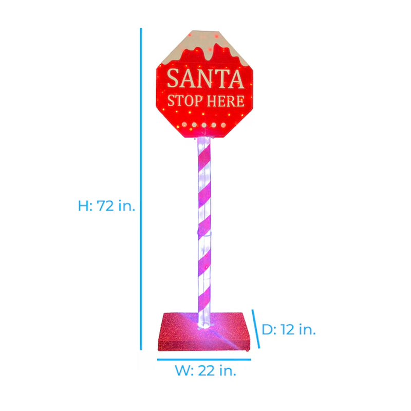 6-Ft LED Santa Stop Here Sign